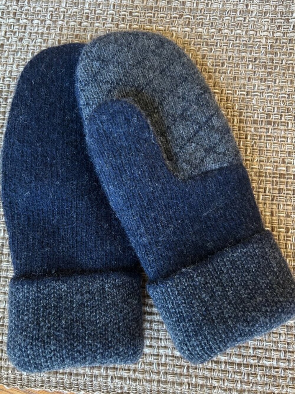 Dark Navy Felted Wool Mittens handcrafted from Repurposed Chiaramente Sweater